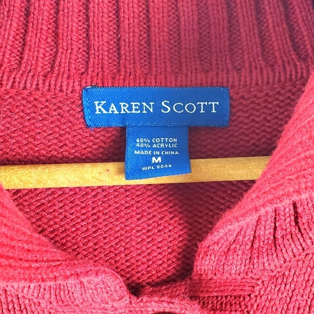 Karen Scott Women's Knit Cardigan. Red. MED. #334 - Picture 4 of 12